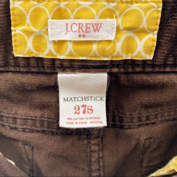 J. Crew Brown Corduroy Matchstick Pants Size 27 - Picture 5 of 8